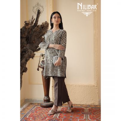 Mouse Brown Silk and Shimmer Suit