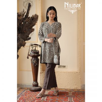 Mouse Brown Silk and Shimmer Suit