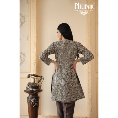 Mouse Brown Silk and Shimmer Suit