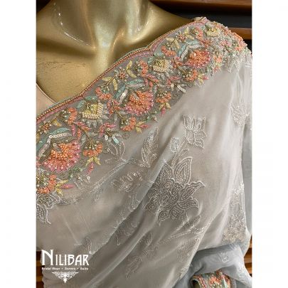 Light Blue Georgette Saree