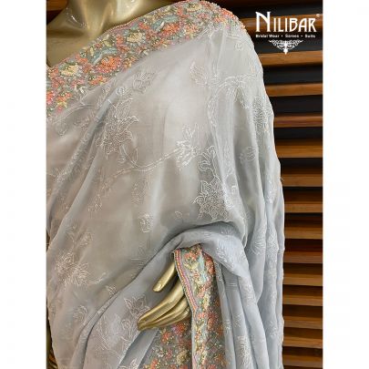 Light Blue Georgette Saree