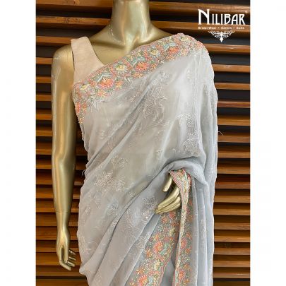 Light Blue Georgette Saree