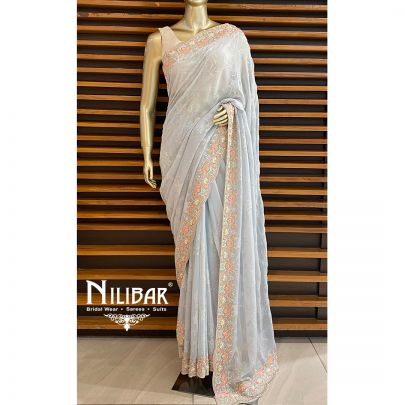 Light Blue Georgette Saree