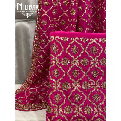 Hot Pink Crepe and Chinon Unstitched Suit