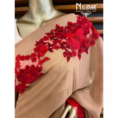 Tan Beige Georgette Saree