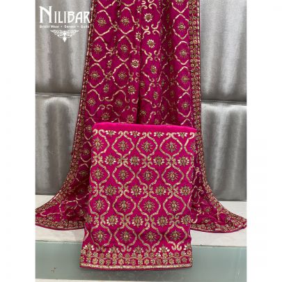 Hot Pink Crepe and Chinon Unstitched Suit