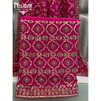 Hot Pink Crepe and Chinon Unstitched Suit