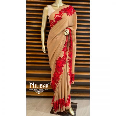 Tan Beige Georgette Saree