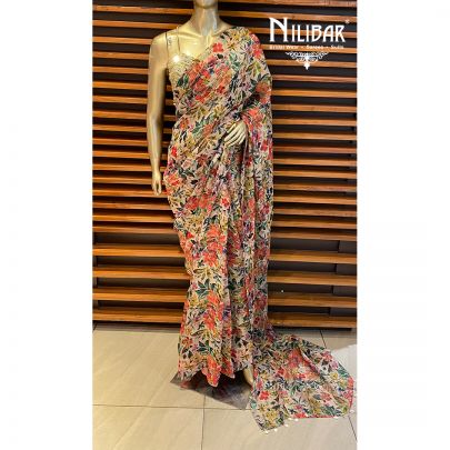 Pink Organza and Georgette Saree