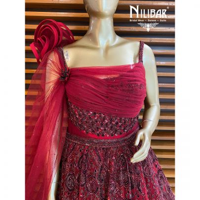 Garnet Red Net Gown