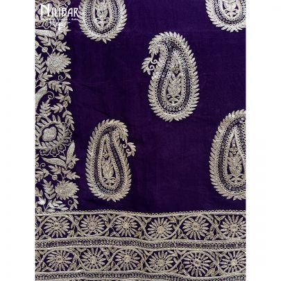 Purple Silk and Organza Unstitched Suit