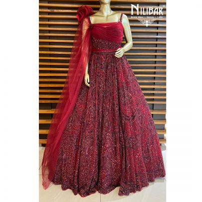 Garnet Red Net Gown