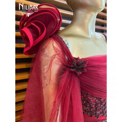 Garnet Red Net Gown