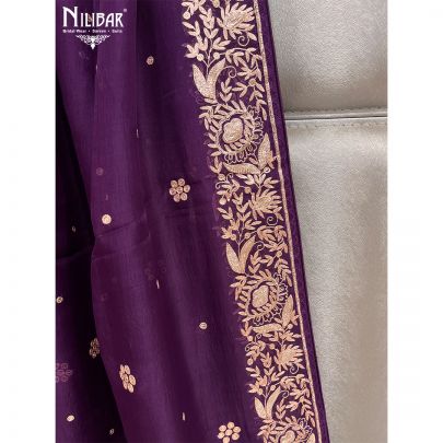 Purple Silk and Organza Unstitched Suit