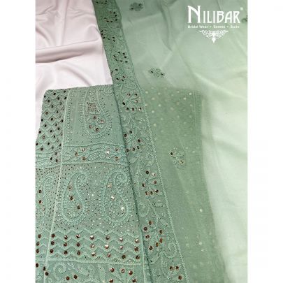Sage Green Georgette Semi Stitched Suit