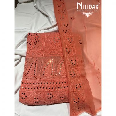 Punch Pink Georgette Semi Stitched Suit
