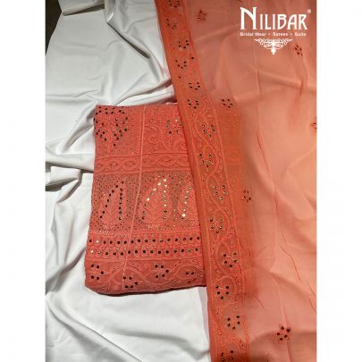 Punch Pink Georgette Semi Stitched Suit