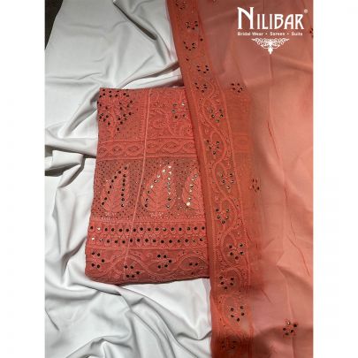 Punch Pink Georgette Semi Stitched Suit