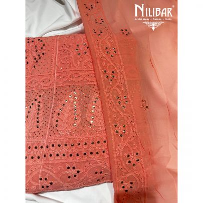 Punch Pink Georgette Semi Stitched Suit