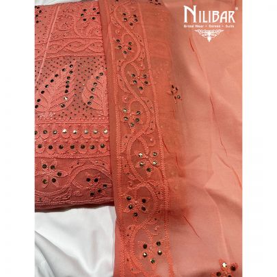 Punch Pink Georgette Semi Stitched Suit
