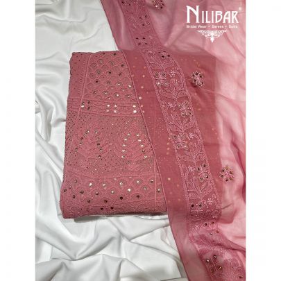 Foxy Pink Georgette Semi Stitched Suit