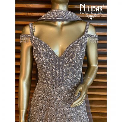 Silver Grey Net Gown