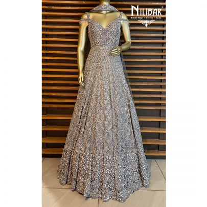 Silver Grey Net Gown