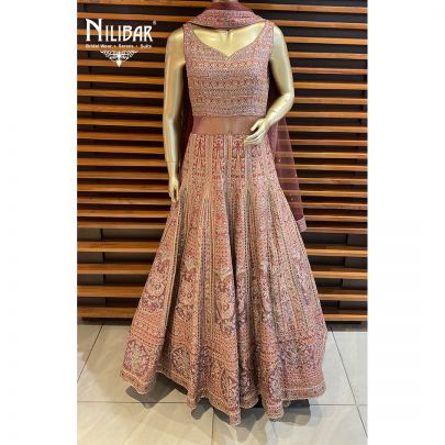 Rosewood Silk and Net Anarkali Suit