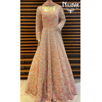 Pink Net Anarkali Suit