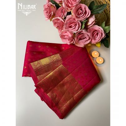 Magenta Pink Silk Kanjivaram Saree.