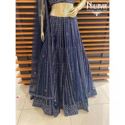 Navy Blue Net Lehenga