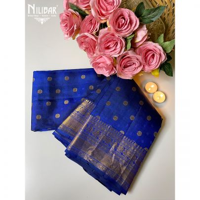 Royal Blue Silk Kanjivaram Saree.