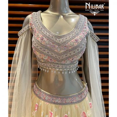 Pastel Yellow Net Lehenga