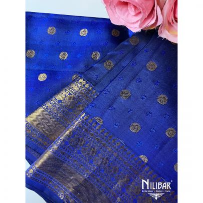 Royal Blue Silk Kanjivaram Saree.