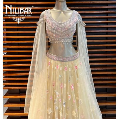 Pastel Yellow Net Lehenga