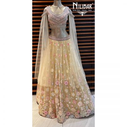 Pastel Yellow Net Lehenga
