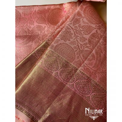 Pastel Pink Silk Kanjivaram Saree.