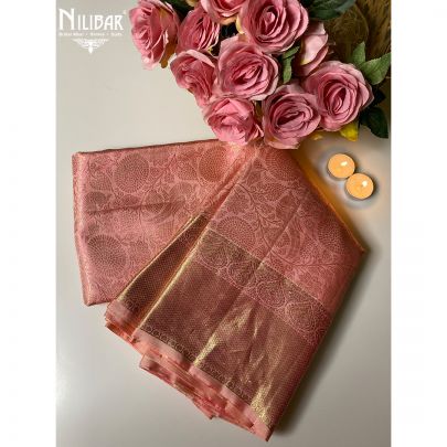 Pastel Pink Silk Kanjivaram Saree.