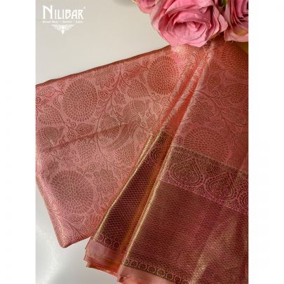 Pastel Pink Silk Kanjivaram Saree.