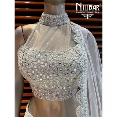 Tea Green Georgette and Net Lehenga