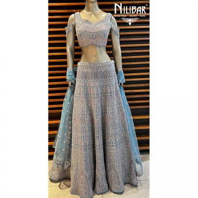 Light Blue Georgette and Net Lehenga