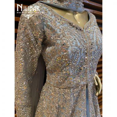 Ice Blue Silk Anarkali Suit