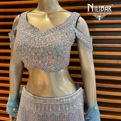 Light Blue Georgette and Net Lehenga