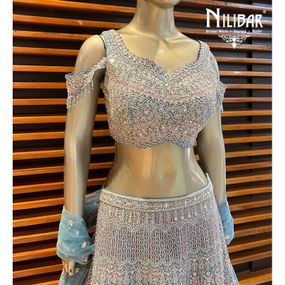 Light Blue Georgette and Net Lehenga