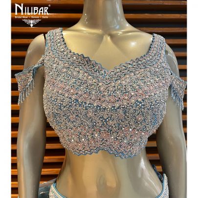 Light Blue Georgette and Net Lehenga