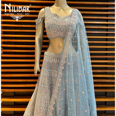 Light Blue Georgette and Net Lehenga