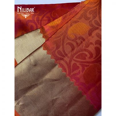 Orange and Golden Silk Kanjivaram Saree
