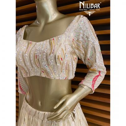 Cotton White Georgette and Net Lehenga