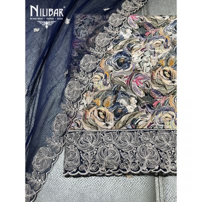 Multicolor Muslin Cotton Unstitched Suit