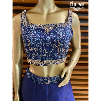 Blue Silk and Soft Organza Lehenga